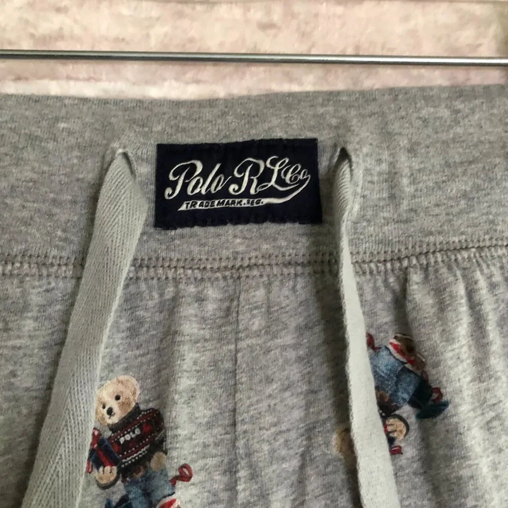 Polo Ralph Lauren Pajama Pants Mens M Gray Teddy Bear Sleep Loungewear Joggers